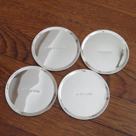 Lenox | Four (4) Kate Spade Mirrored Silverplate Coasters | On the Rocks - Picture 1 of 3